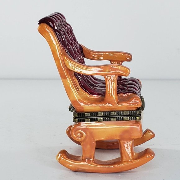 Rocking Chair Trinket Box Hinged Porcelain Ceramic Vintage - Picture 2 of 8